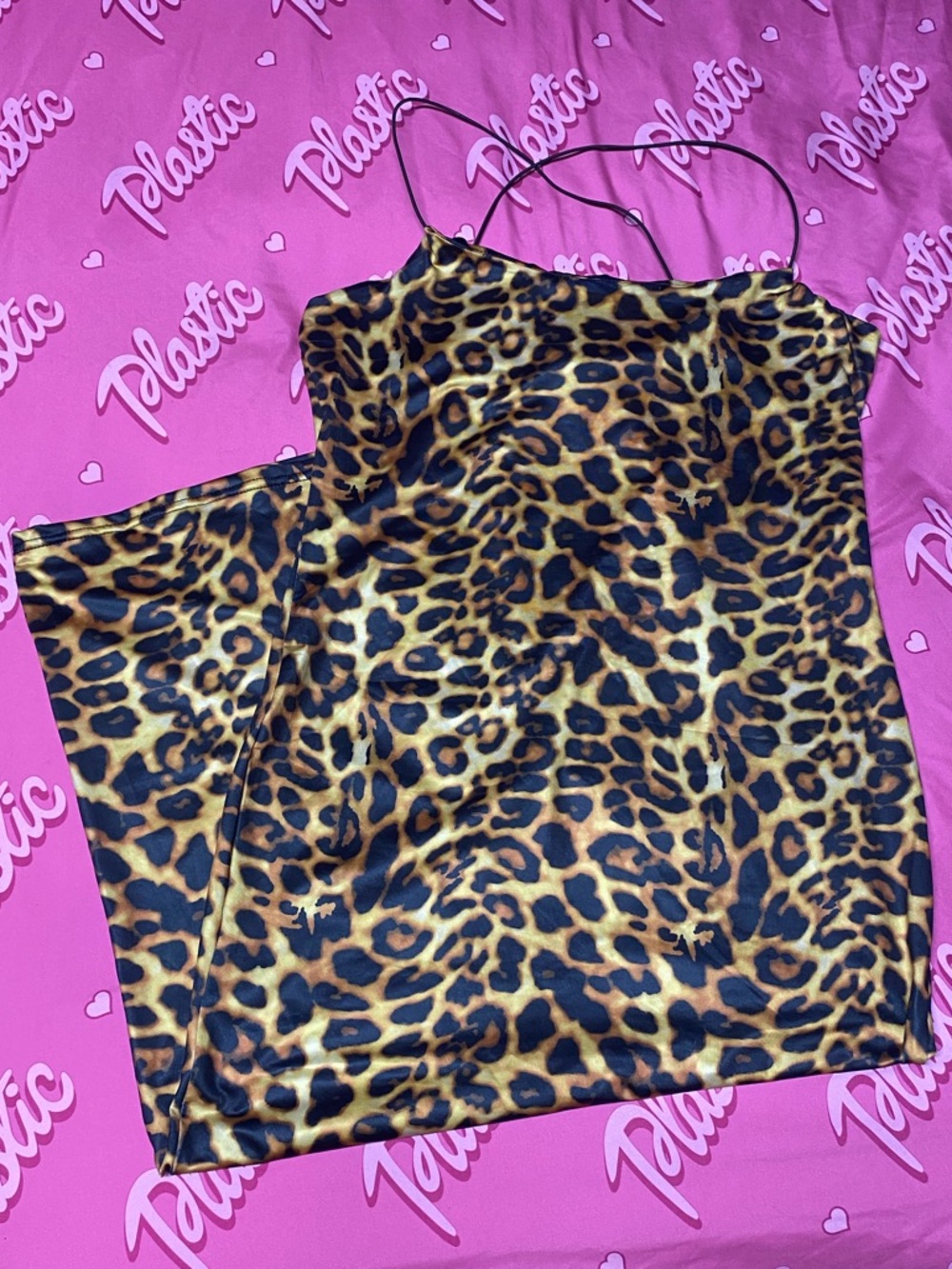 NWOT Chic Me Leopard Cheetah Animal Print Long Evening Fashion Maxi Strap Dress